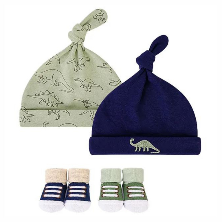 LH-HUDSON BABY CAP WITH SOCKS DINO