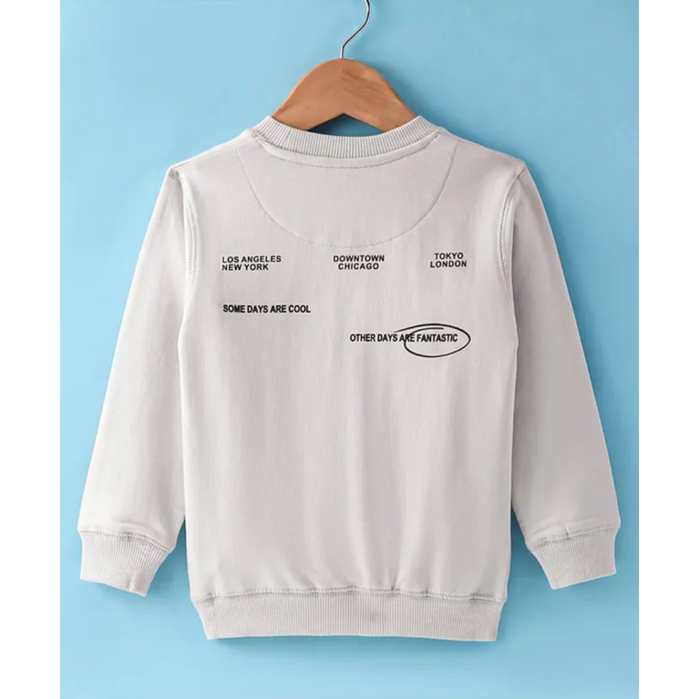 Boys Terry Knit Full Sleeves Sweatshirt With Text Print