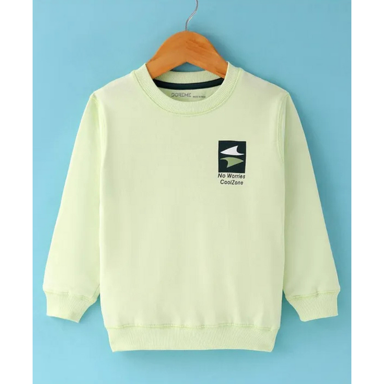 Boys Terry Knit Full Sleeves Sweatshirt With Text Print