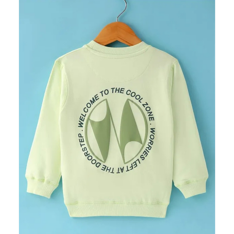 Boys Terry Knit Full Sleeves Sweatshirt With Text Print