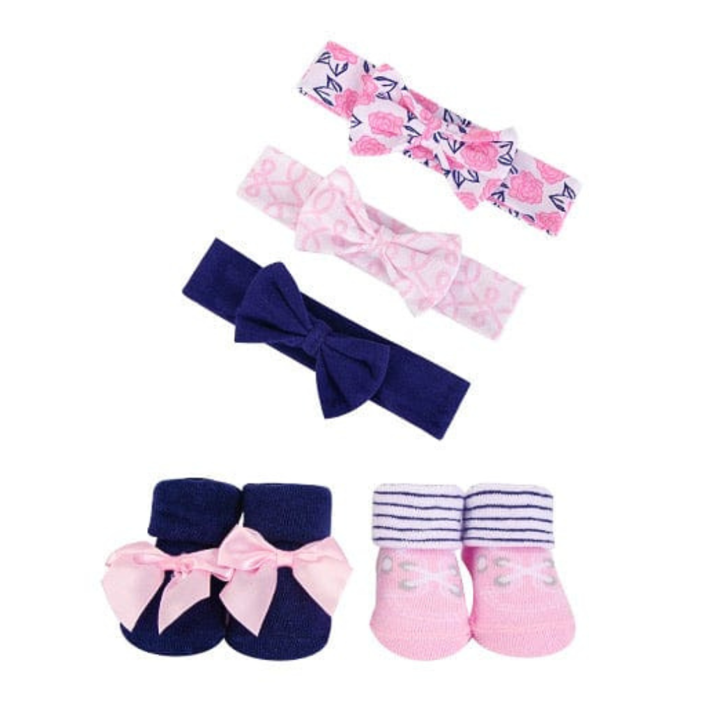 LH-HUDSON BABY HAIRBAND WITH SOCKS DAMASK