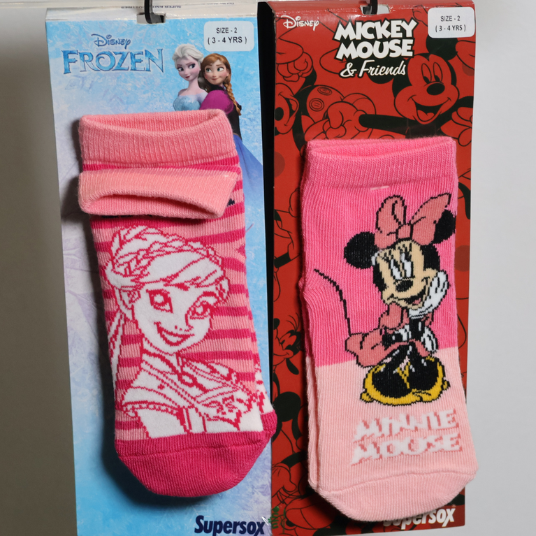 Disney Frozen & Minnie Mouse Girls Cotton Ankle Socks Pack | Soft, Breathable Kids Socks (3–4 Years)
