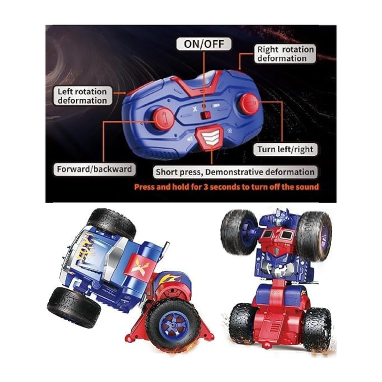 Kids Transform Remote Control Car 2-in-1 Convertible Robot Truck One Click Deformation RC Car with Rechargeable Battery