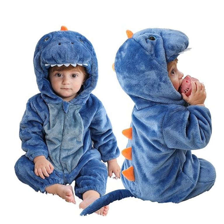 Michley- Unisex Baby Winter Hooded Romper Flannel Panda Style Stitch Animal Long Sleeves Zip Cosplay Dress