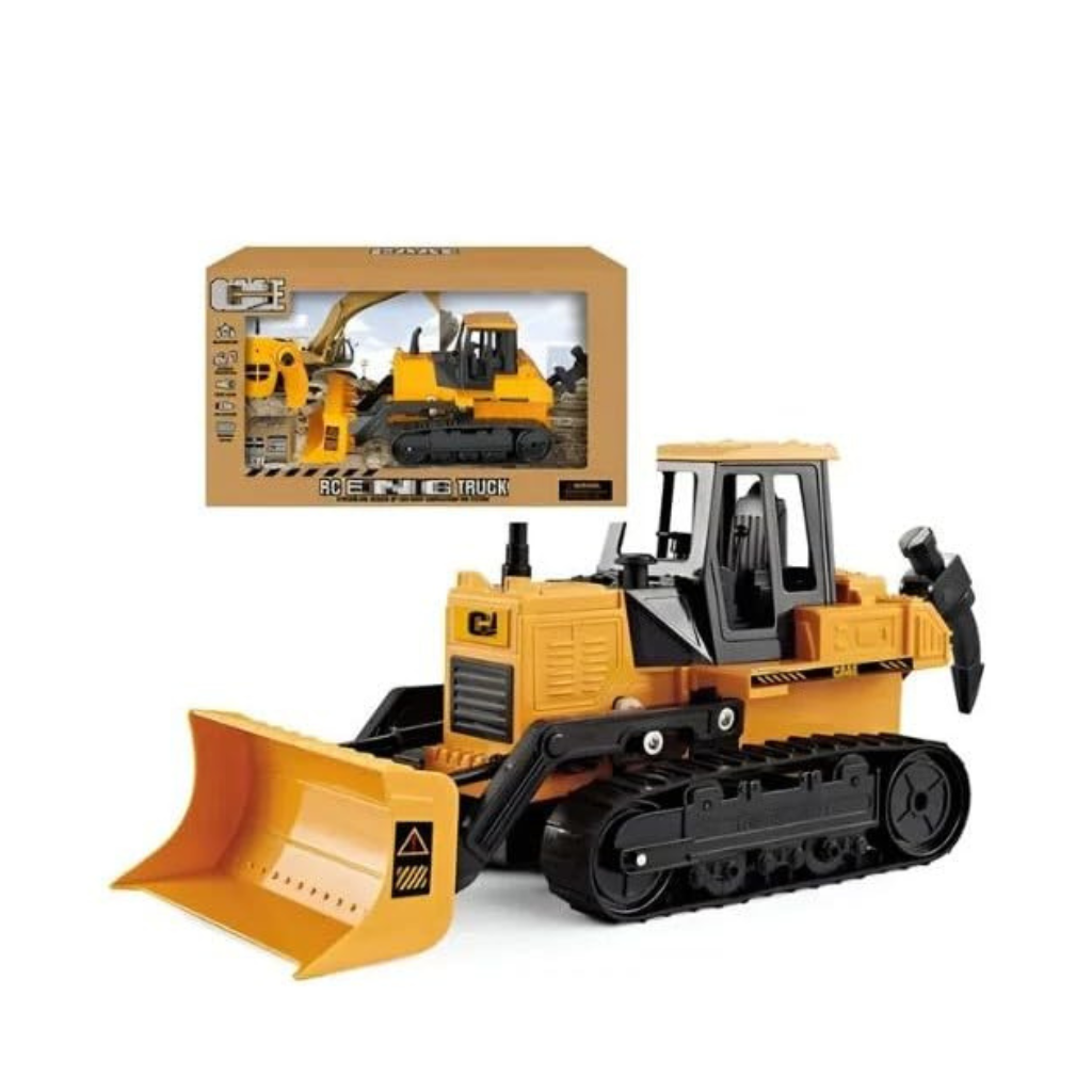 Nino's Worlds RC Bulldozer Excavator, 2.4GHz, Lights & Sound, 41cm, Orange, 4+ Years