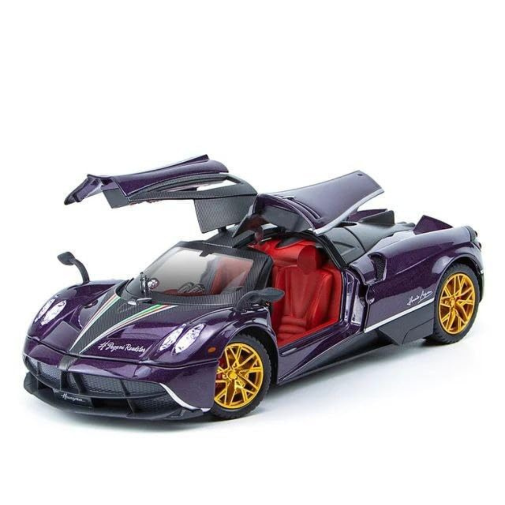 Nino's Pagani Huayra Dinastia 1:24 Diecast Car with Lights, Sound & Spray – Blue/Red