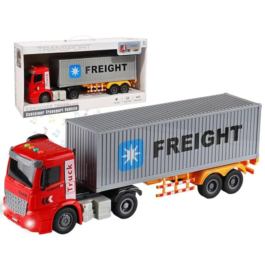 Nino's Worlds 1:16 Container Transport Truck Toy with Lights & Sound, Inertia Drive, 3+ Years