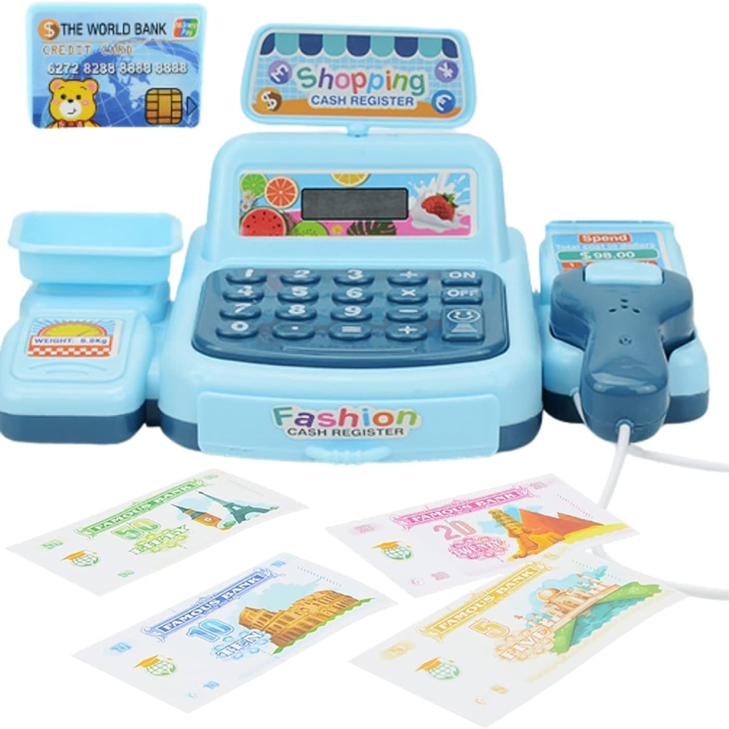 Kids Cash Register Toy Set Pretend Play Shopping Game with Scanner & Accessories