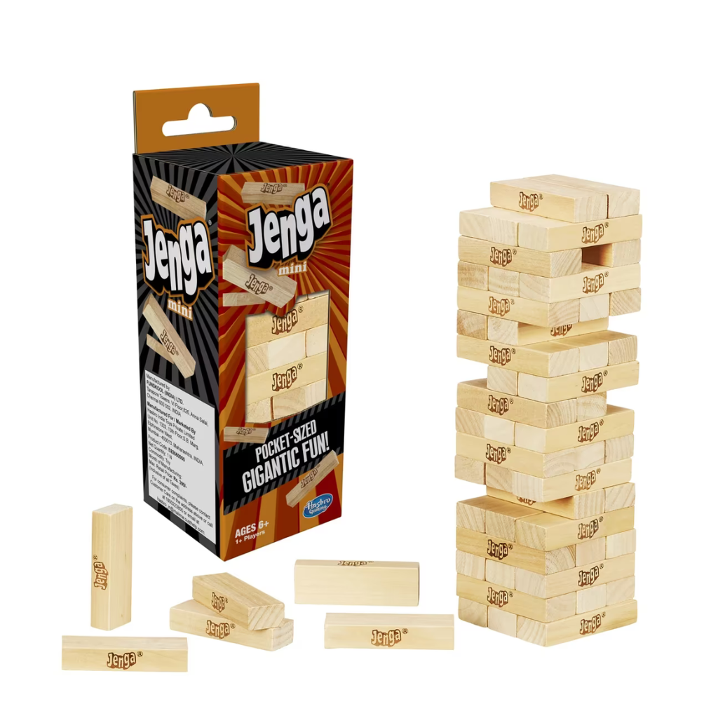 Hasbro Jenga Mini Blocks Stacking Tower Game for Kids 6Y+, Multicolour
