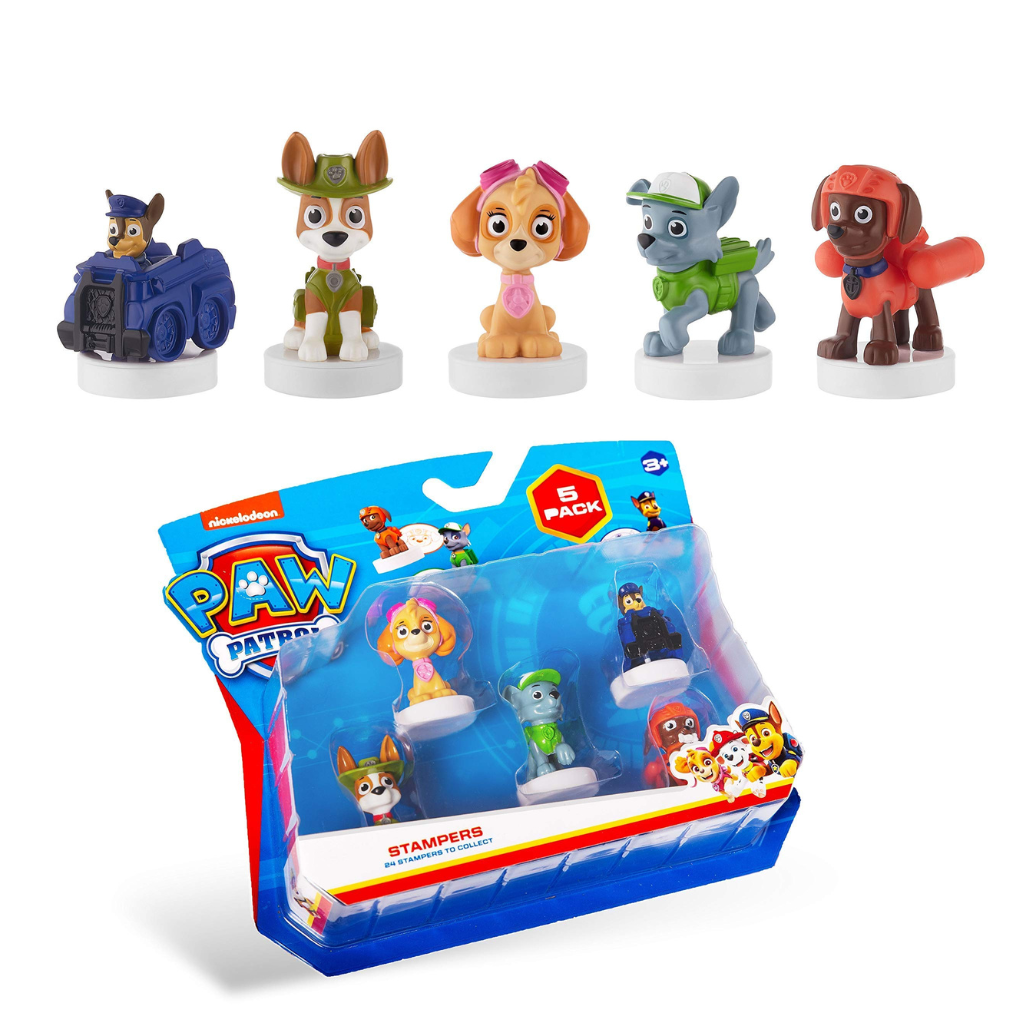 Paw Patrol Pencil Toppers Blister 5 (S1) - Skye, Tracker, Rocky, Chase with Police Vehicle, Zuma