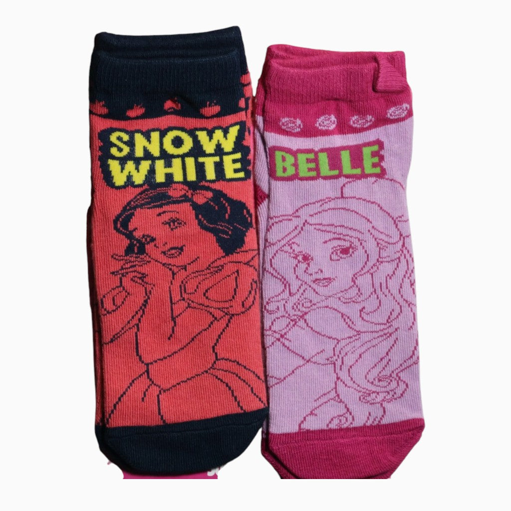 Disney Princess Kids Cotton Crew Socks Pack – Snow White & Belle | Soft, Breathable Character Socks for Girls (6 Years)