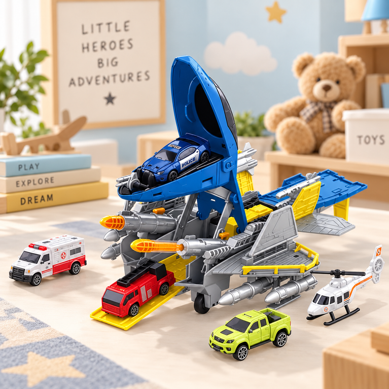 Rescue Aircraft Carrier Toy Set for Kids | Vehicle Playset