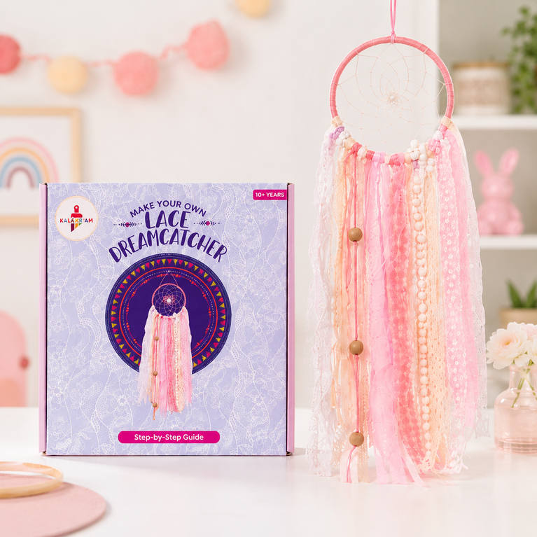 Kalakaram DIY Lace Dream Catcher Making Kit | Create Stunning Dreamcatchers for Home Décor | DIY Kit for Kids & Girls