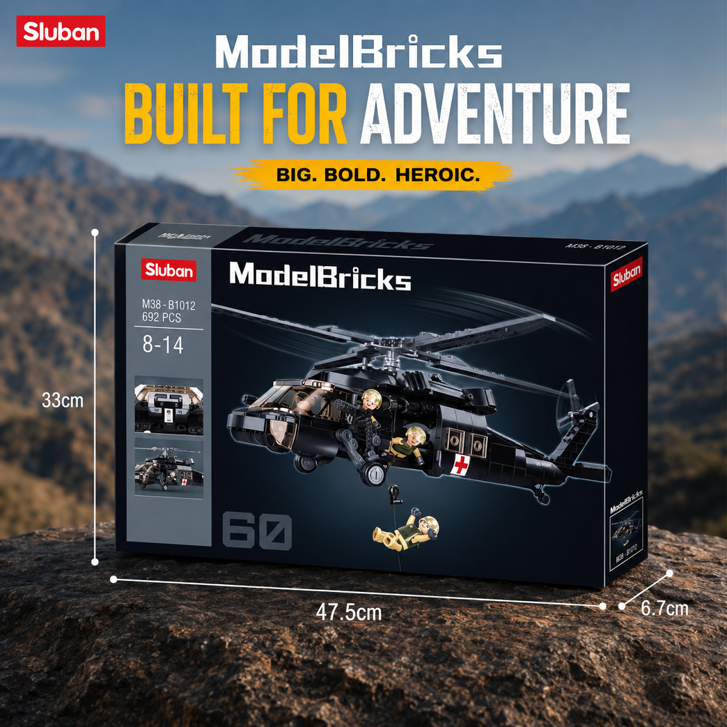 Military Rescue Helicopter Building Blocks Set – 692 Pieces Army Helicopter Construction Toy for Kids 8+ Years