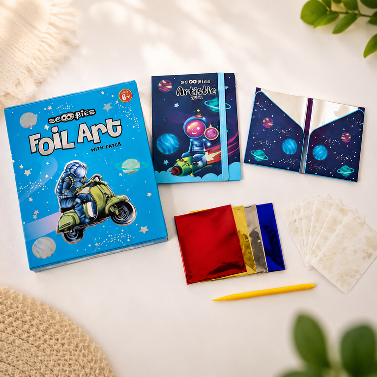 Space Foil Art Craft Kit for Kids | DIY Metallic Sticker Activity Set (6+ Years)