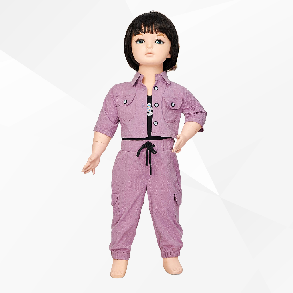 Girls full Sleeves  Top Pant & Jacket Set