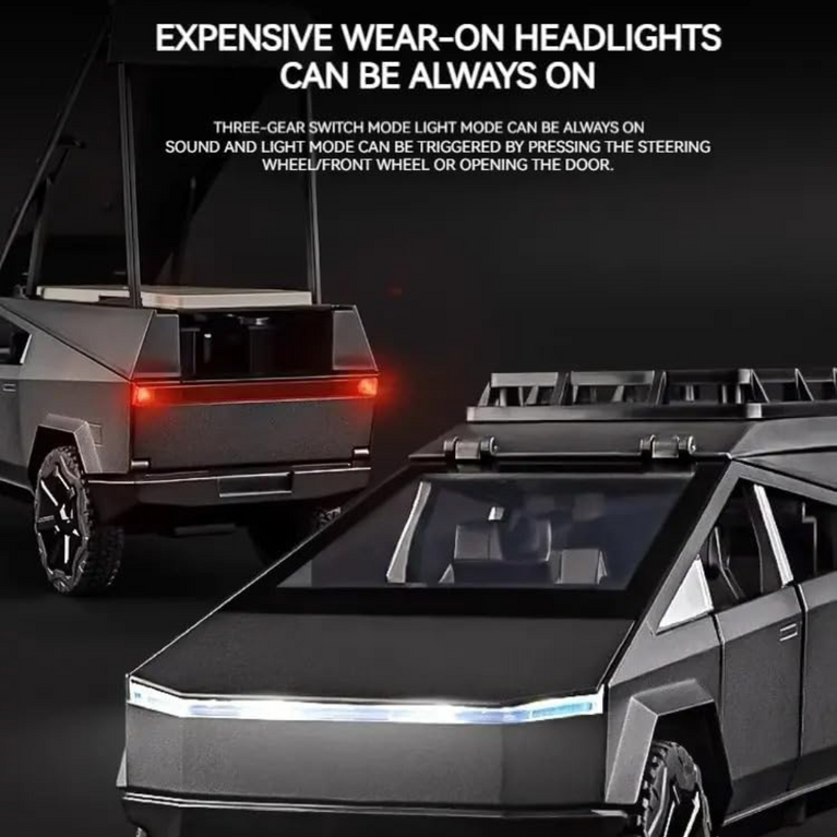 Nino's Tesla Cybertruck 1:24 Diecast Car with Lights & Sound