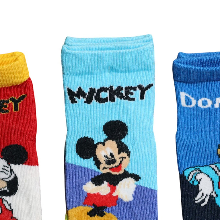 Mickey Mouse & Friends Kids Cotton Ankle Socks | Mickey, Donald Duck & Goofy | Soft & Breathable | Multicolor | Pack of 3