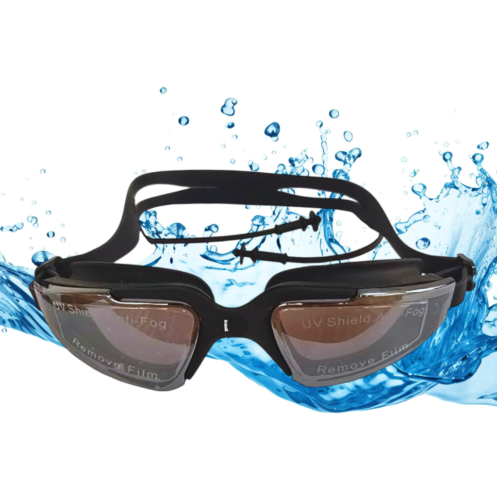 Konex-UV Protection Anti Fog Unisex Adjustable Swimming Glasses With Attach Earplug