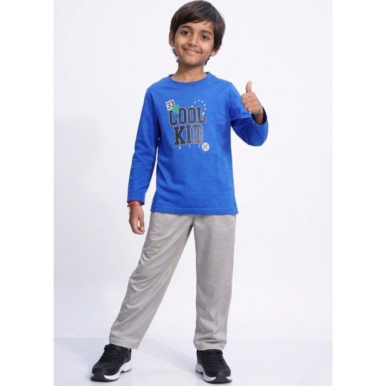Ninos 100% Cotton Knit Full Sleeves " Cool Kid " Printed T-shirt and Pant Set for Boys