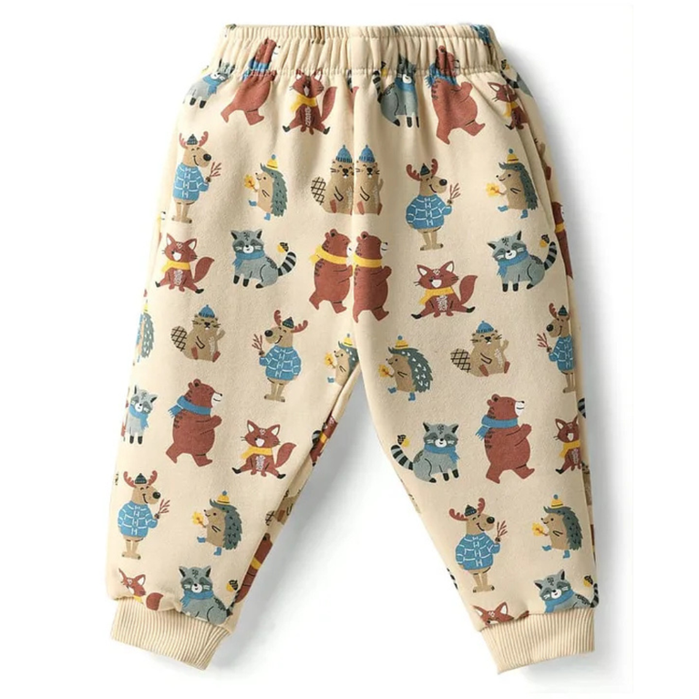 CUCUMBER- Fleece Knit Full Sleeves Winter Wear Night Suit With Animal Print