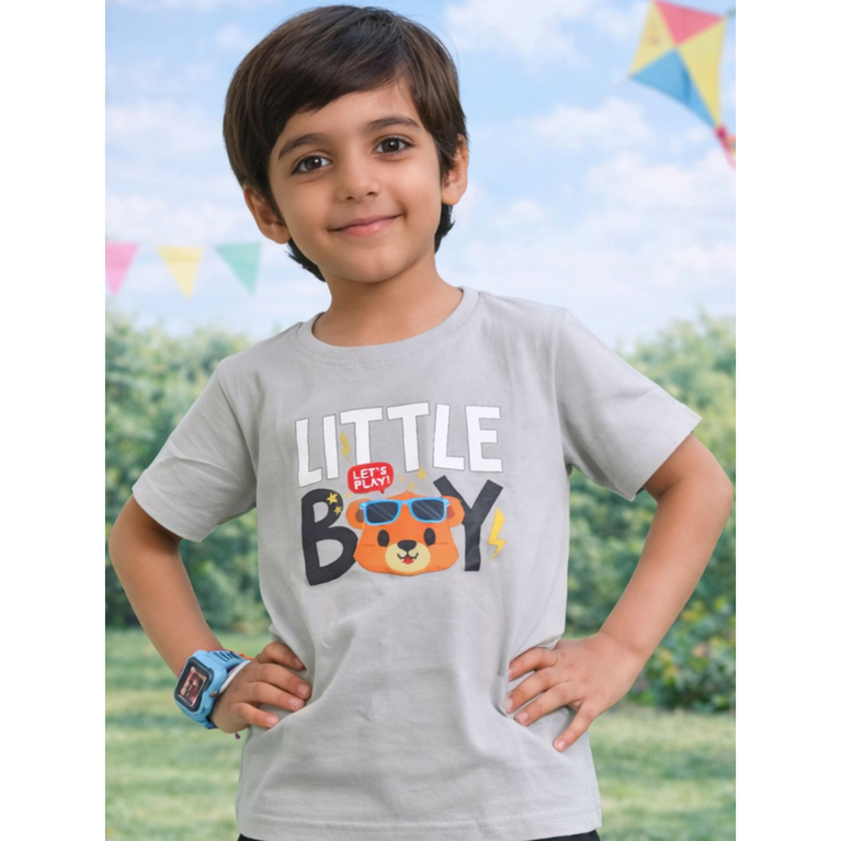 Ninos 100% Cotton Knit Half Sleeves Let's Play Boy Printed Coordinating Tee & Shorts Set