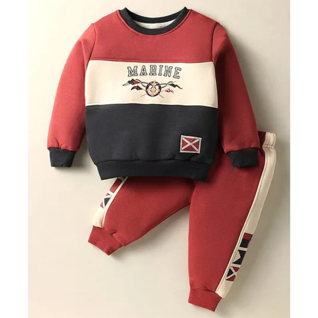 CUCUMBER- Fleece Knit Full Sleeves T-Shirt & Lounge Pant Set With Text Print