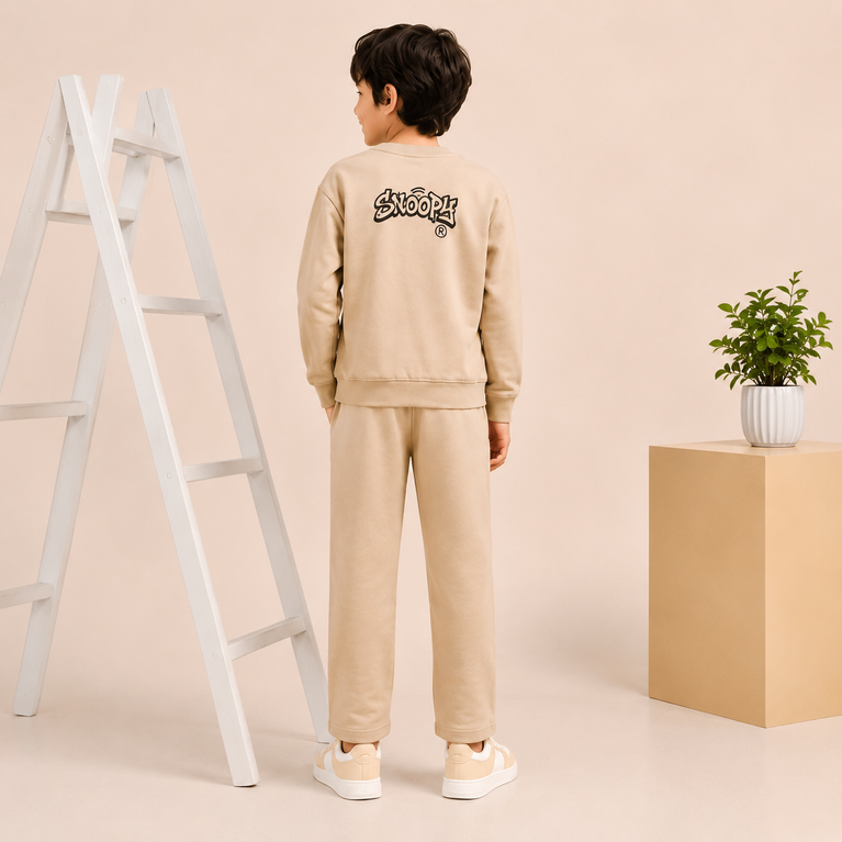 Cotton Lycra Co-Ord Clothing Set | Full Sleeve Graphic Sweatshirt & Jogger Pants | Soft Casual Winter Outfit for Boys