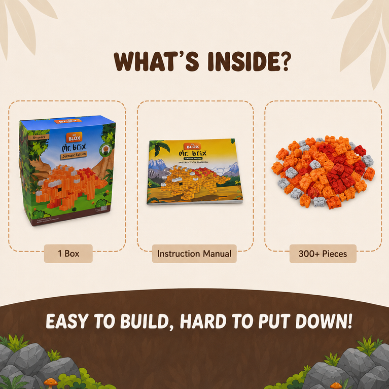 Mr. Blox Jurassic Edition Dinosaur Building Blocks Set for Kids 6+ | 410 Pieces