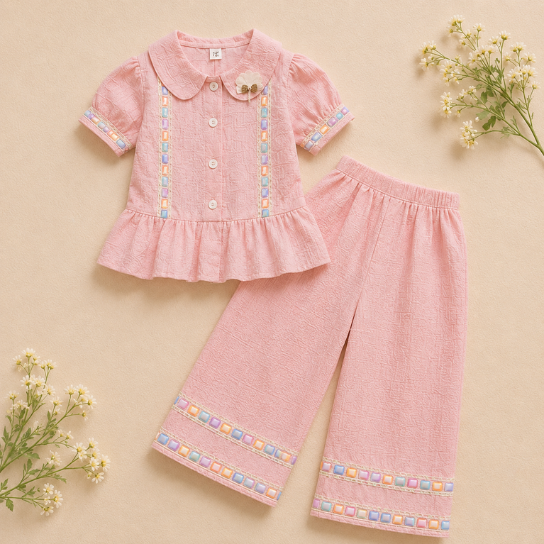Pretty Pink Peplum Co-ord Set for Girls