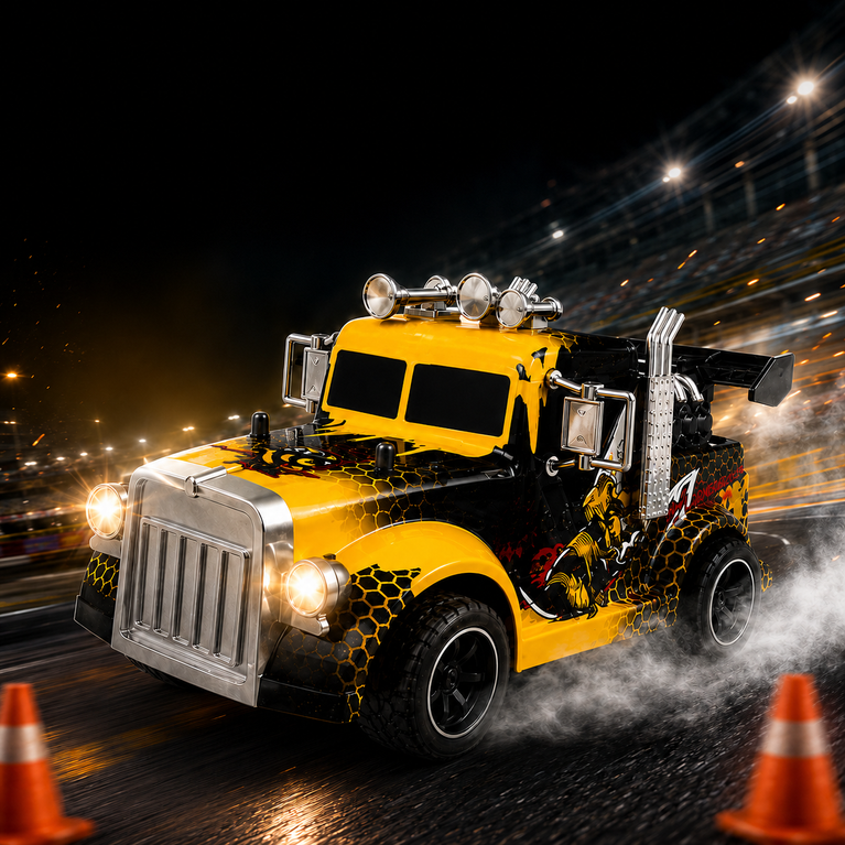 Hornet RC Spray Light Truck with 2.4GHz Remote Control, LED Lights &amp; Mist Spray – Rechargeable Racing Toy for Kids