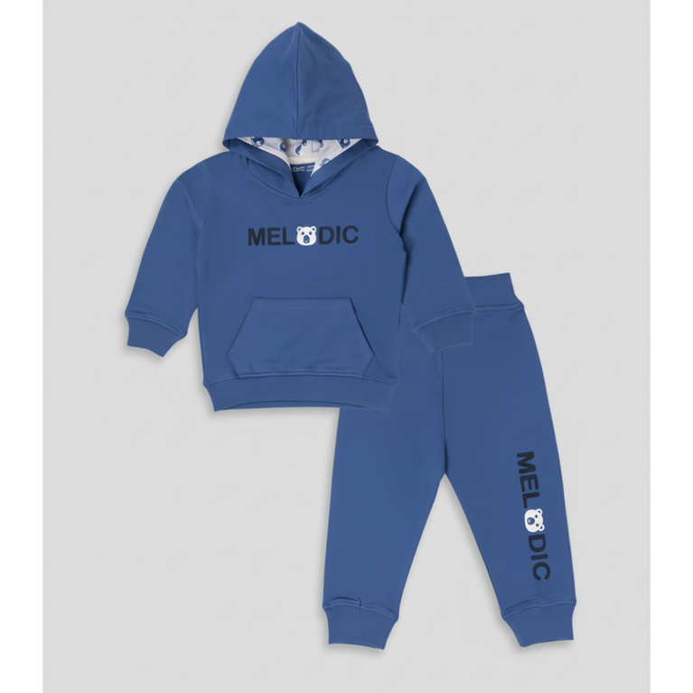 Doreme- Cotton Knit Full Sleeves Baby Apex Hoodie Co-Ord Set With Text Print
