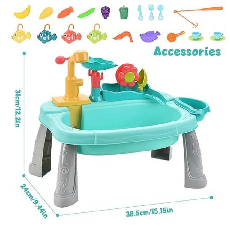 Kids Water Play Table Toy with Accessories Electric Water Flow Fun Learning Activity Toy for Toddlers
