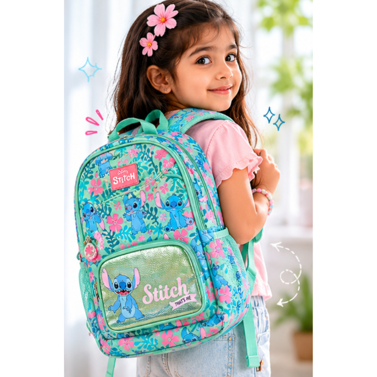 Kids Stitch School Backpack – Lightweight Multi-Pocket Travel & School Bag