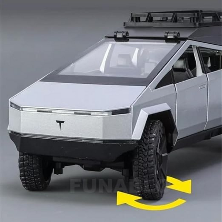 Nino's Tesla Cybertruck 1:24 Diecast Car with Lights & Sound