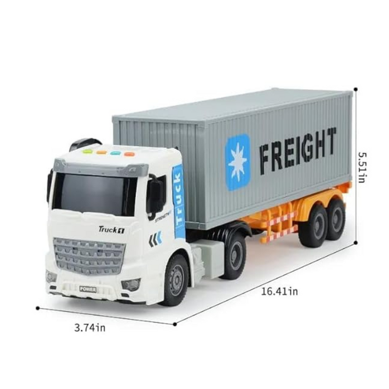 Nino's Worlds 1:16 Container Transport Truck Toy with Lights & Sound, Inertia Drive, 3+ Years