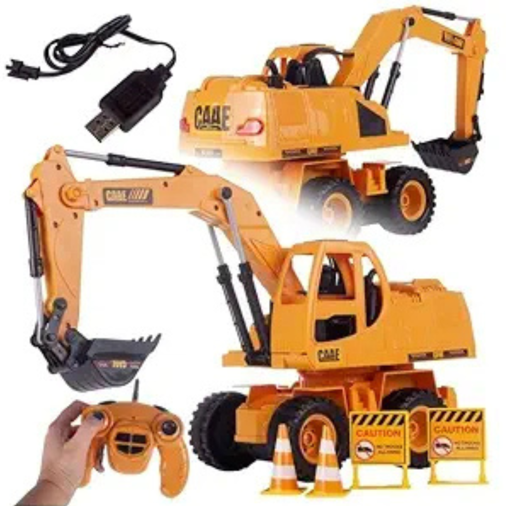 Nino's Worlds RC CAAE Bulldozer Excavator, 2.4GHz, Sound & Music, 41cm, Orange, 4+ Years