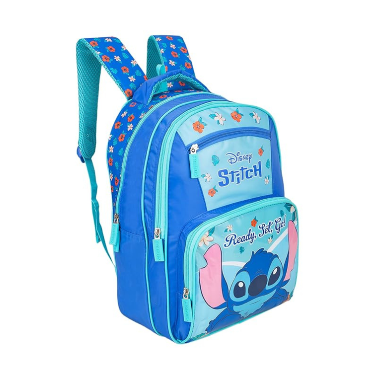 Striders Disney Stitch School Bag 11 Litres 2 Compartment, 2 Front Pocket- Height 14 Inches