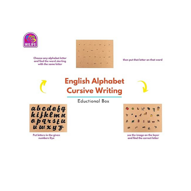 HILIFE - English Alphabet Puzzle 3-Layers Cursive Writing | Wooden ABC Letters Colorful Educational Puzzle Toy