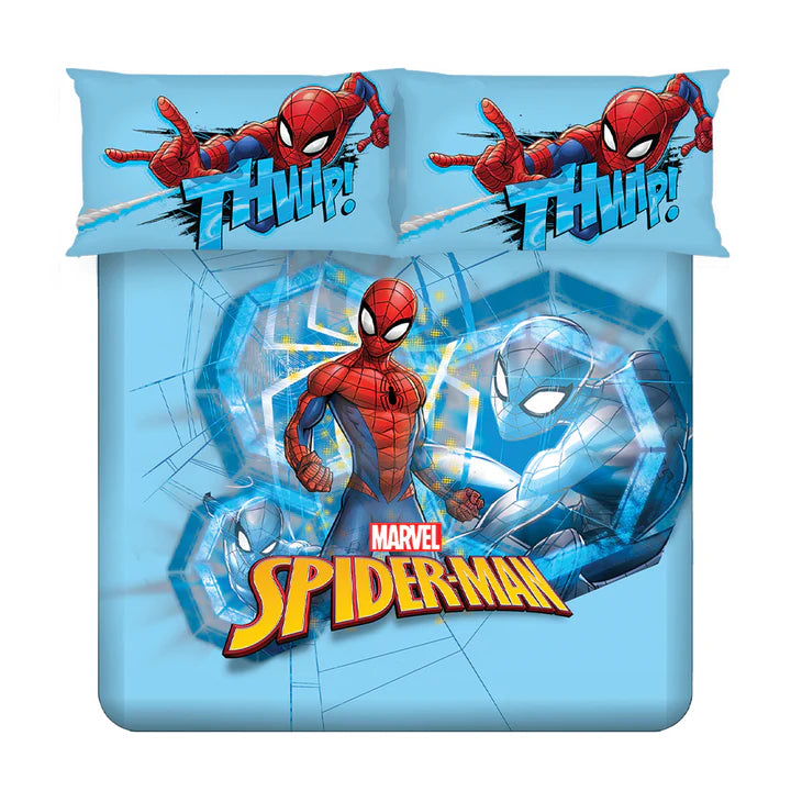Marvel Spiderman Digital Printed 300TC Cotton Bedsheet (Thwip)