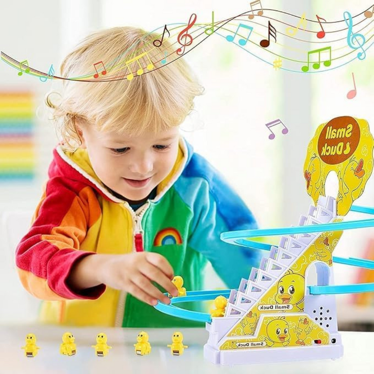 Nino's Duck Track Toy with Lights & Music – Stair Climbing Escalator Playset with 3 Ducks