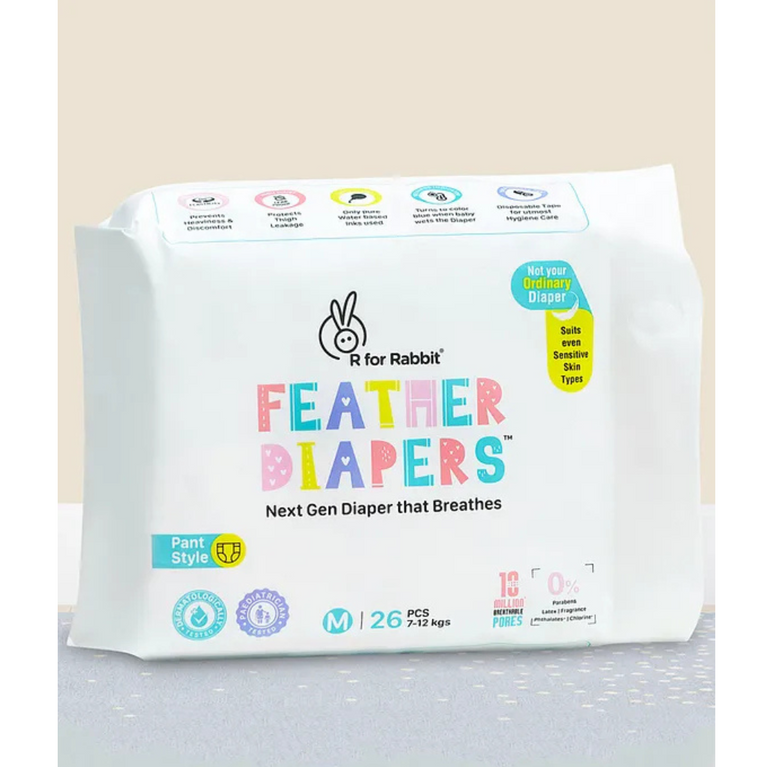 R for Rabbit-New Born Premium Feather Diaper for Baby ( Pant Style ) 26 Pack