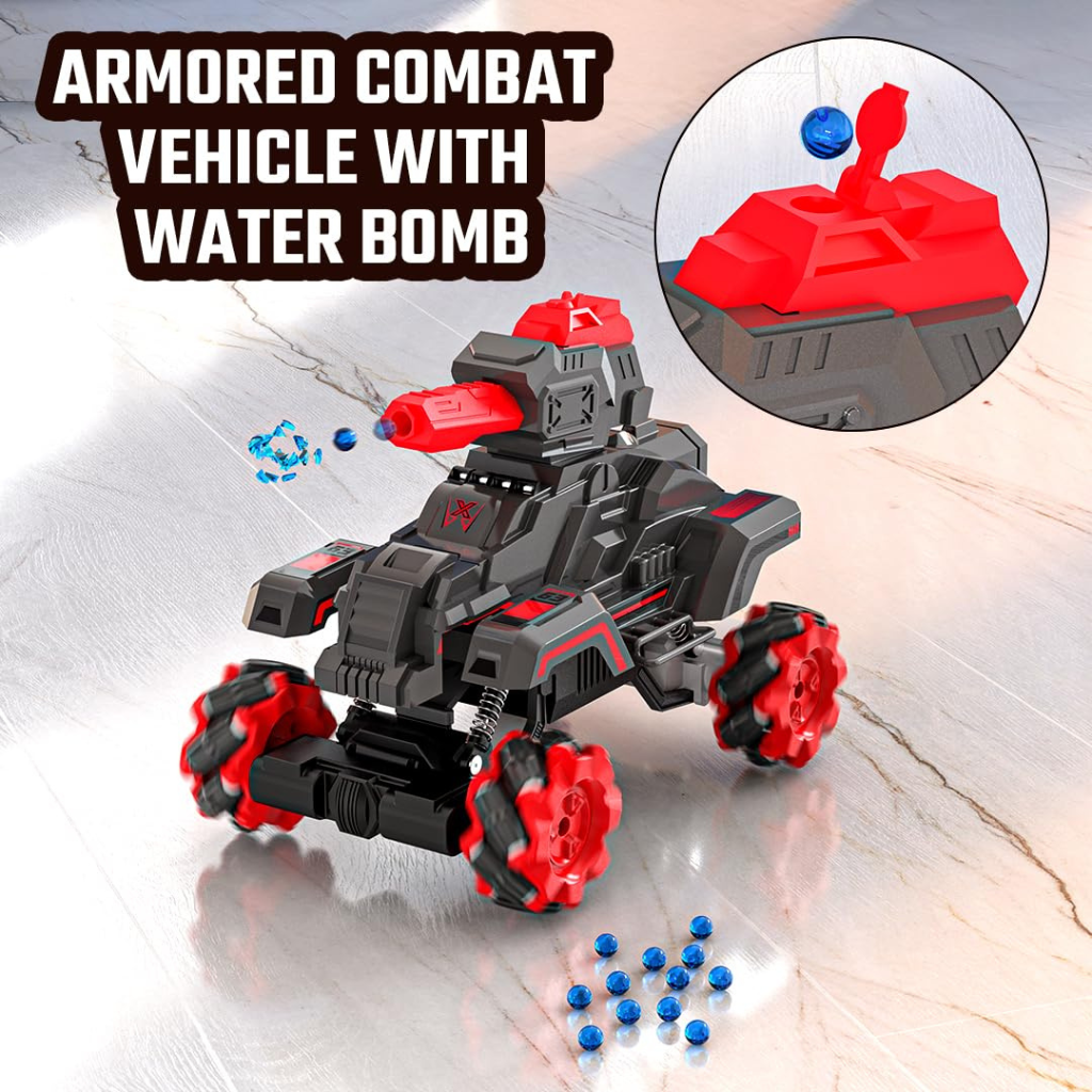 Mirana Drifter Tank Bullet Shooter 4WD 4x4 RC Car Toy for Kids - Remote & App Controlled Vehicle - 360 Rotation & Omnidirection Wheels - Type-C USB Rechargeable