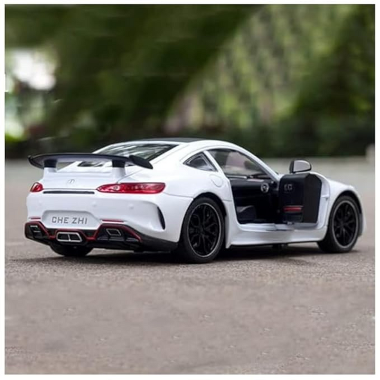 Nino's Die-Cast Mercedes Benz GTR Toy Car with Pull Back Action, Lights & Sound (White/Black)