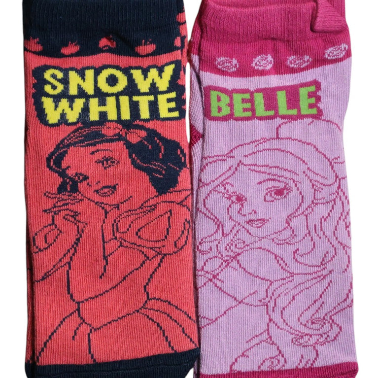 Disney Princess Kids Cotton Crew Socks Pack – Snow White & Belle | Soft, Breathable Character Socks for Girls (6 Years)