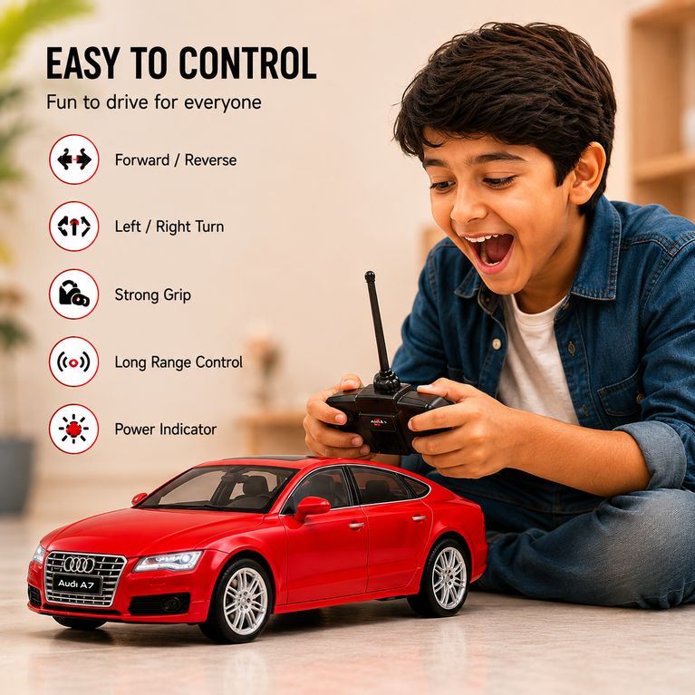 Audi A7 RC Remote Control Car for Kids | Rechargeable Battery | LED Lights | 2.4GHz Wireless Remote