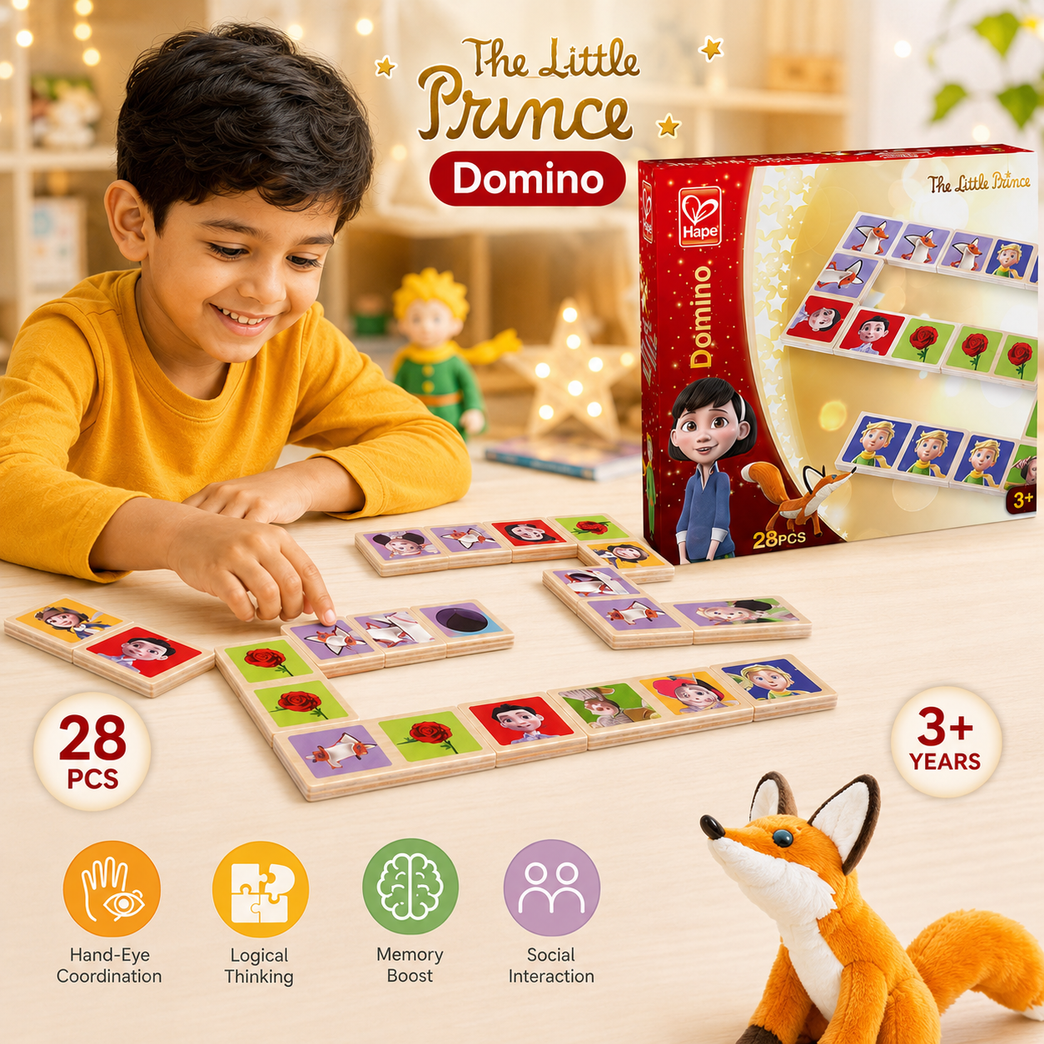 The Little Prince Wooden Domino Matching Game – 28 Pieces Educational Memory & Logic Toy for Kids Age 3+ | Picture Matching Puzzle Board Game
