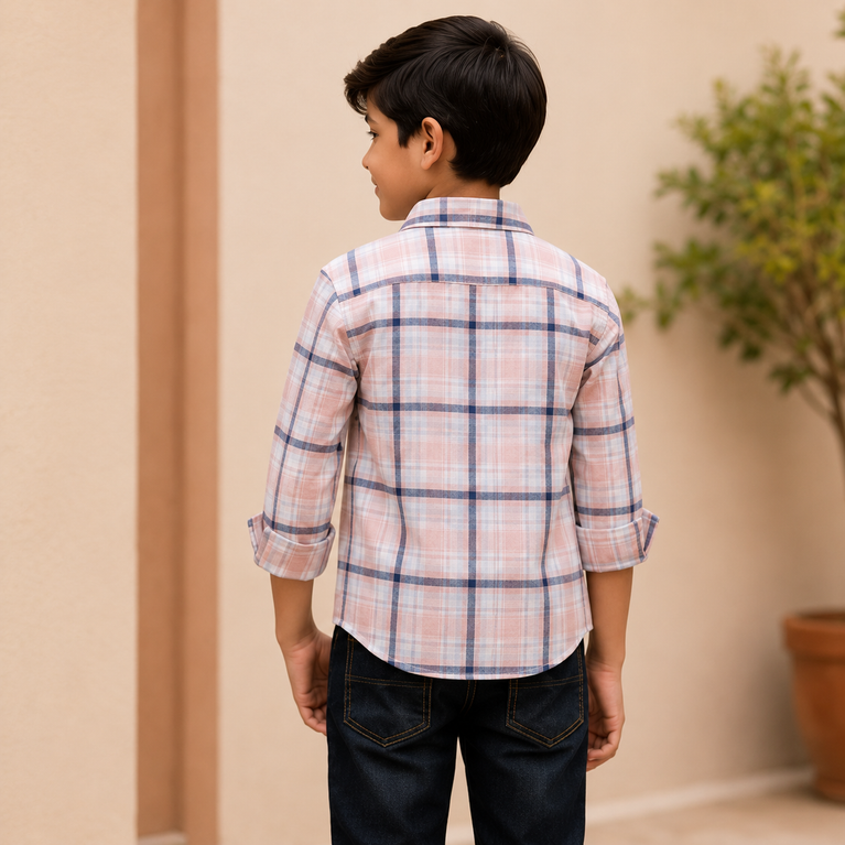 Premium Boys Pastel Checkered Full Sleeve Cotton Shirt