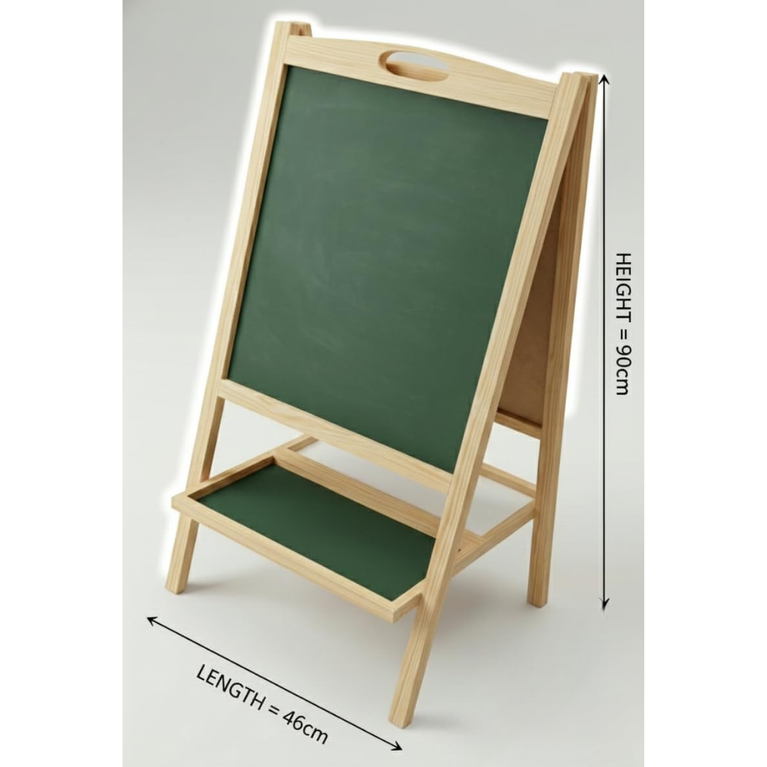 Kids 2-in-1 Wooden Double Sided Board Chalkboard & Whiteboard Learning Easel with Storage Tray