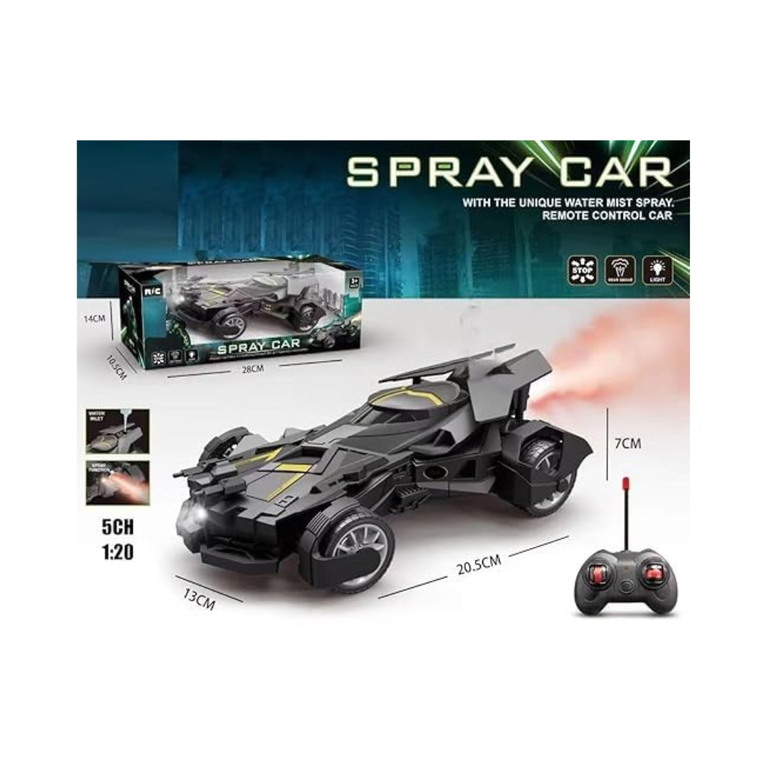 Batman Batmobile Remote Control Car with Mist Spray Action Flashing Lights USB Rechargeable RC Car for Kids